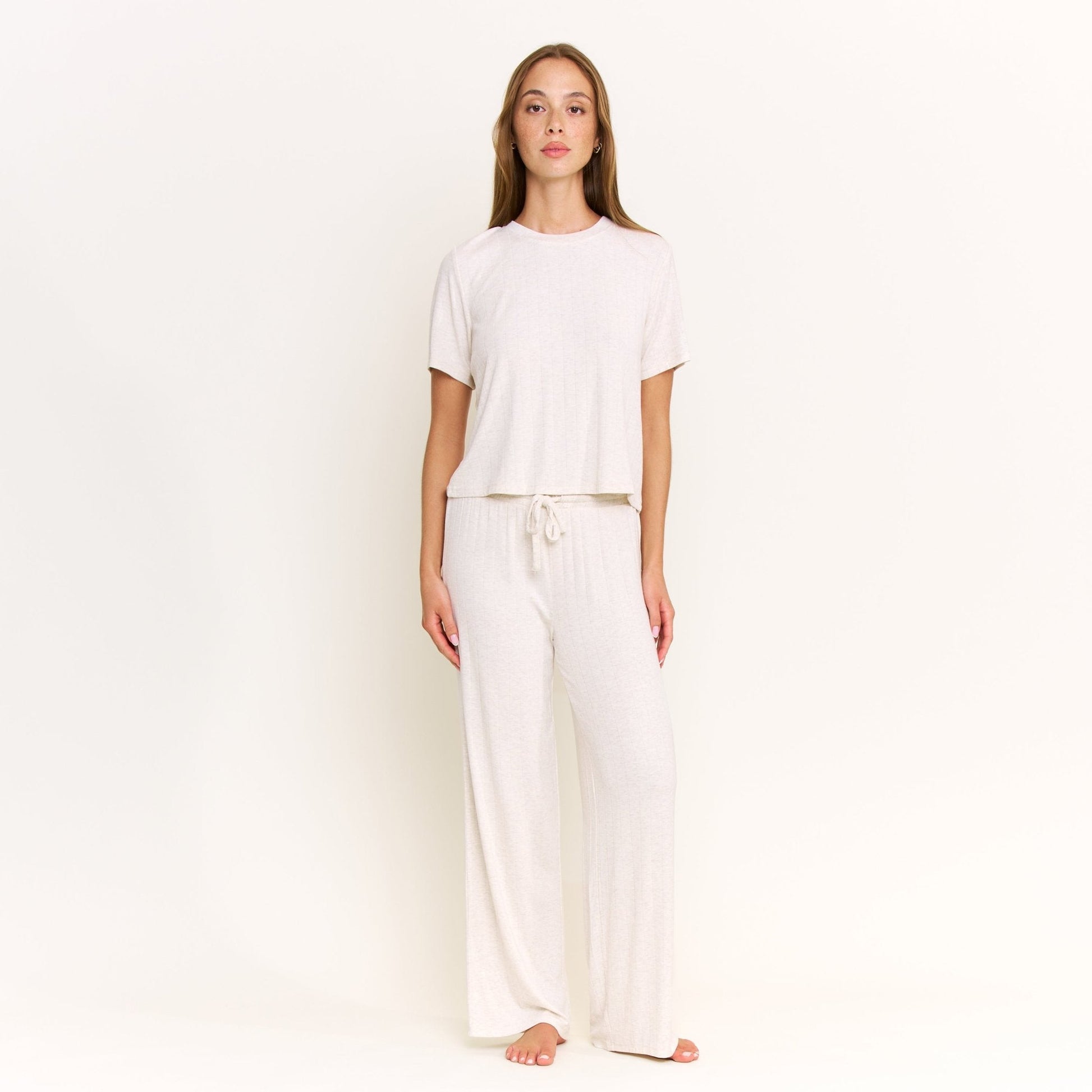 Honeydew Cloud Modal Tee in Heather Oatmeal