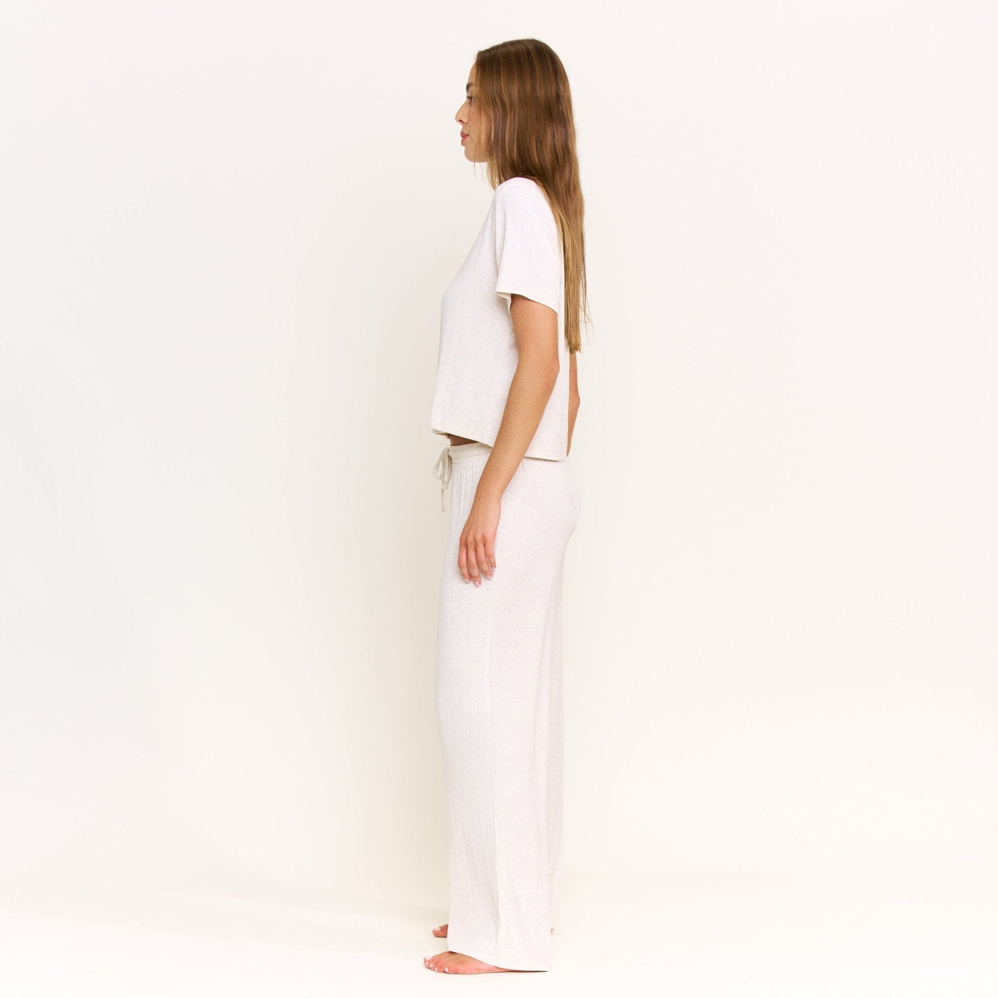 Honeydew Cloud Modal Tee in Heather Oatmeal