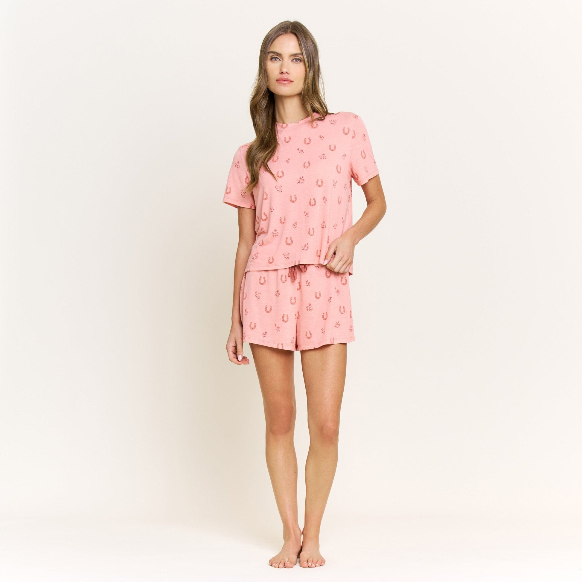Honeydew Star Seeker Tee Shortie Set in Dusty Rose Lucky Floral