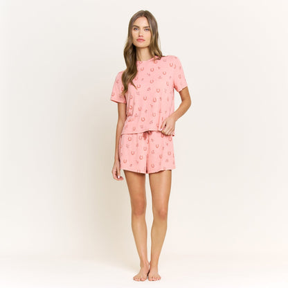 Honeydew Star Seeker Tee Shortie Set in Dusty Rose Lucky Floral