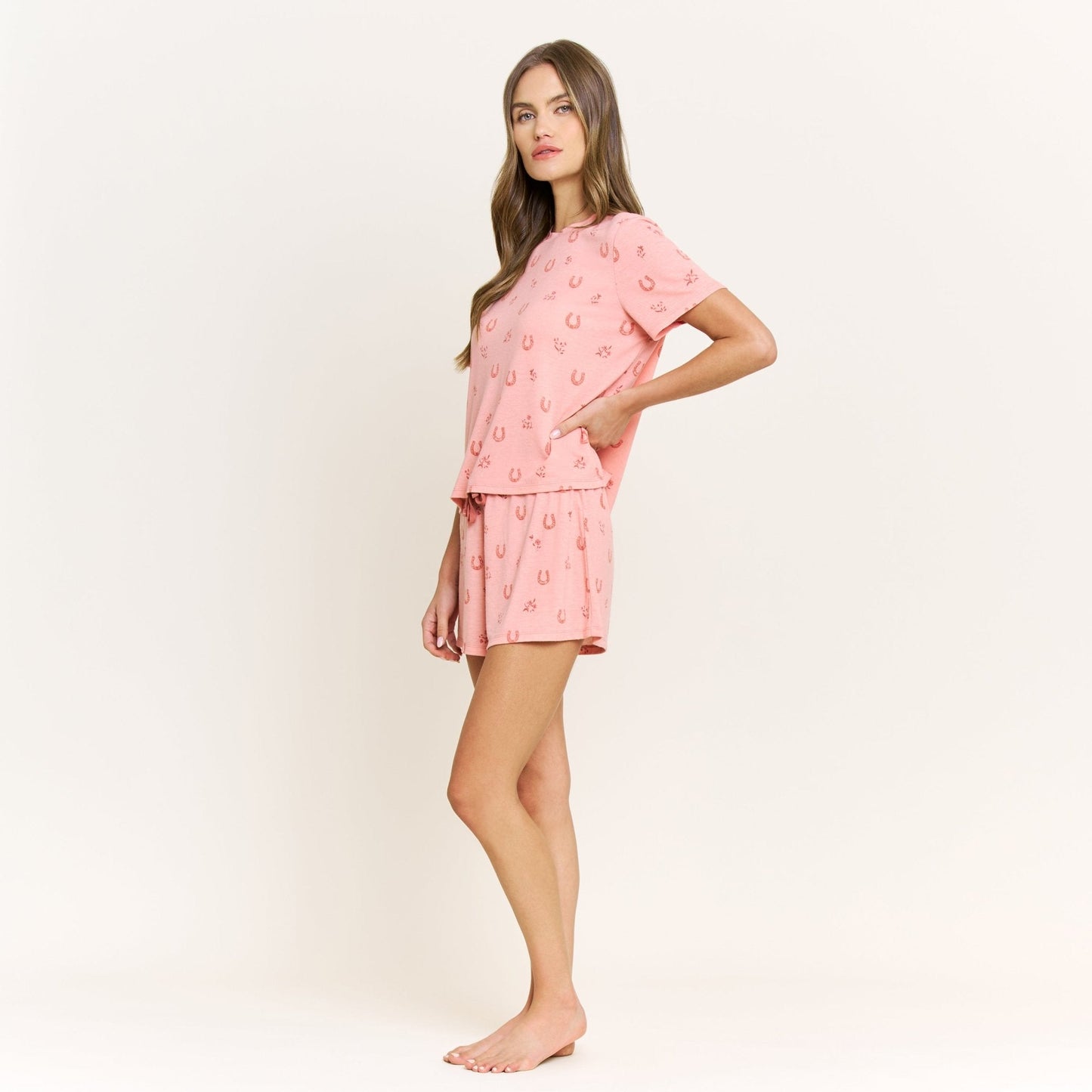Honeydew Star Seeker Tee Shortie Set in Dusty Rose Lucky Floral