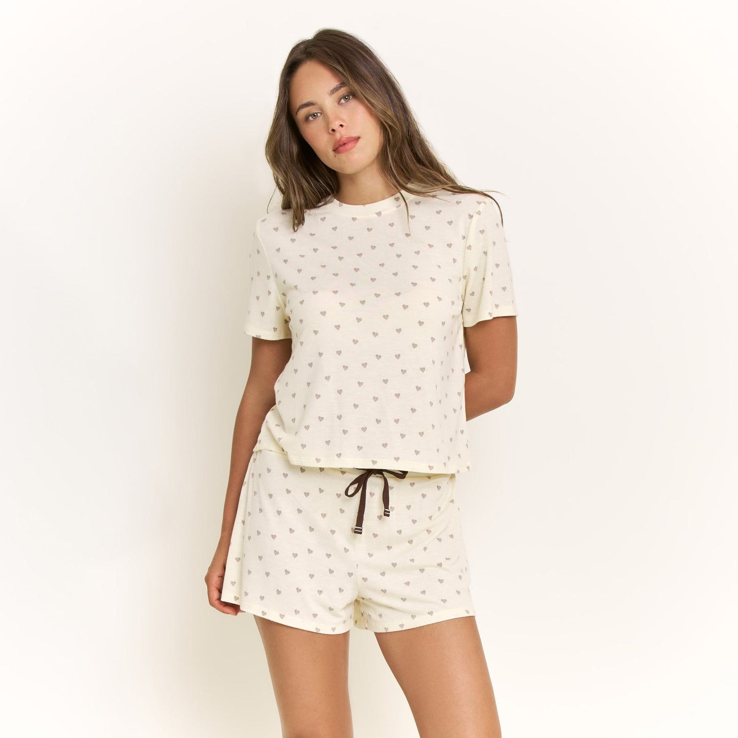 Honeydew Star Seeker Tee Shortie Set in Butter Daydream Hearts