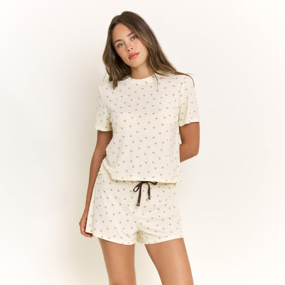 Honeydew Star Seeker Tee Shortie Set in Butter Daydream Hearts