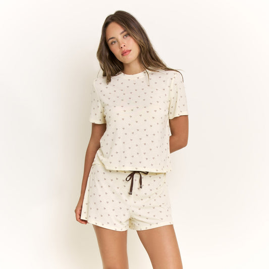 Honeydew Star Seeker Tee Shortie Set in Butter Daydream Hearts