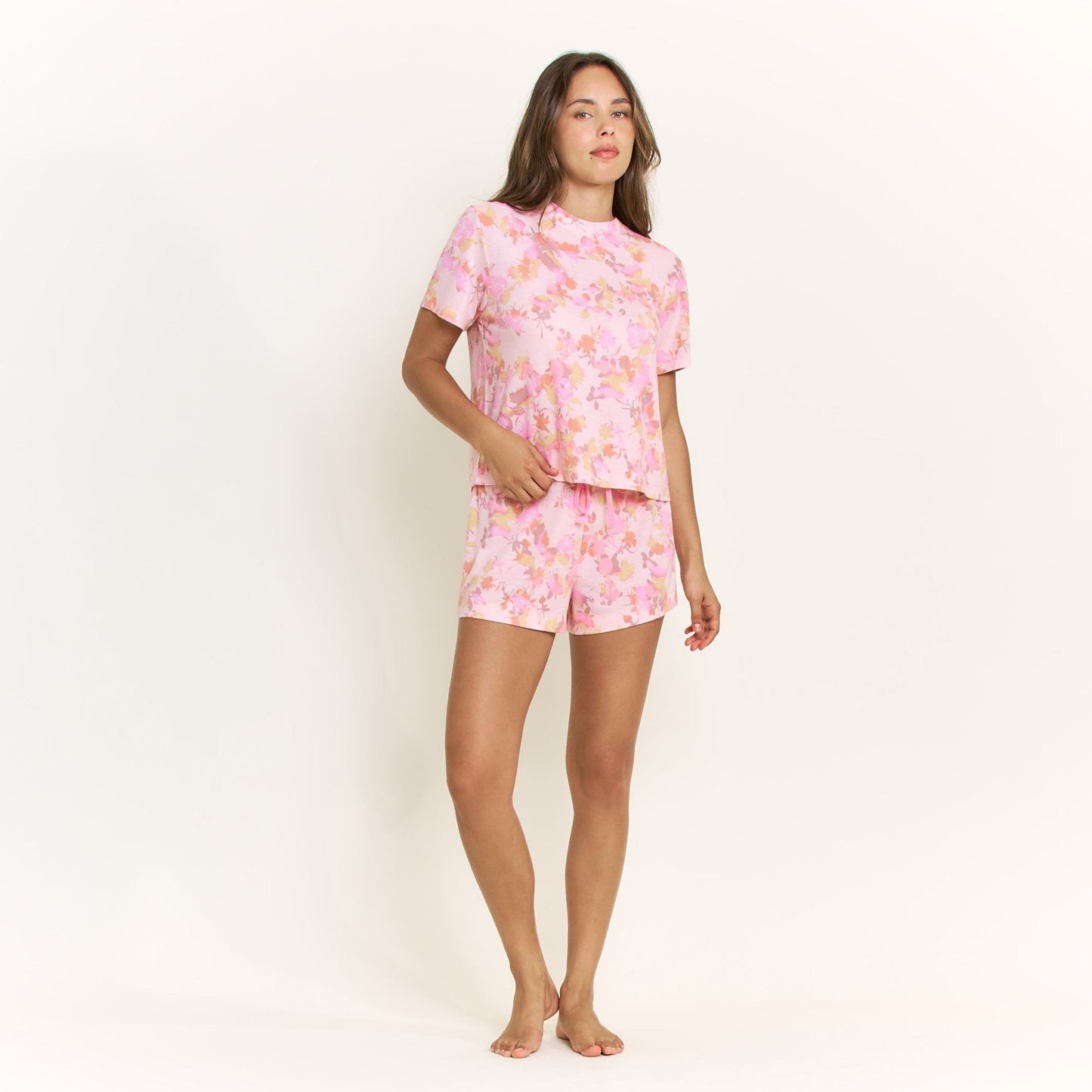 Honeydew Star Seeker Tee Shortie Set in Rose Quartz Floral
