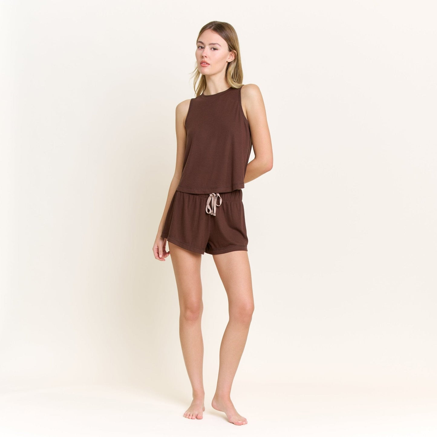 Honeydew Star Seeker Tank Shortie Set in Chocolate