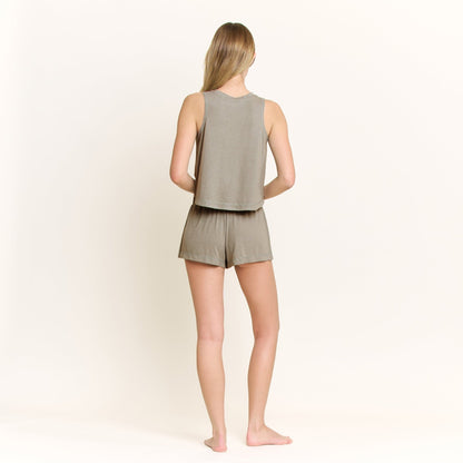 Honeydew Star Seeker Tank Shortie Set in Soft Olive