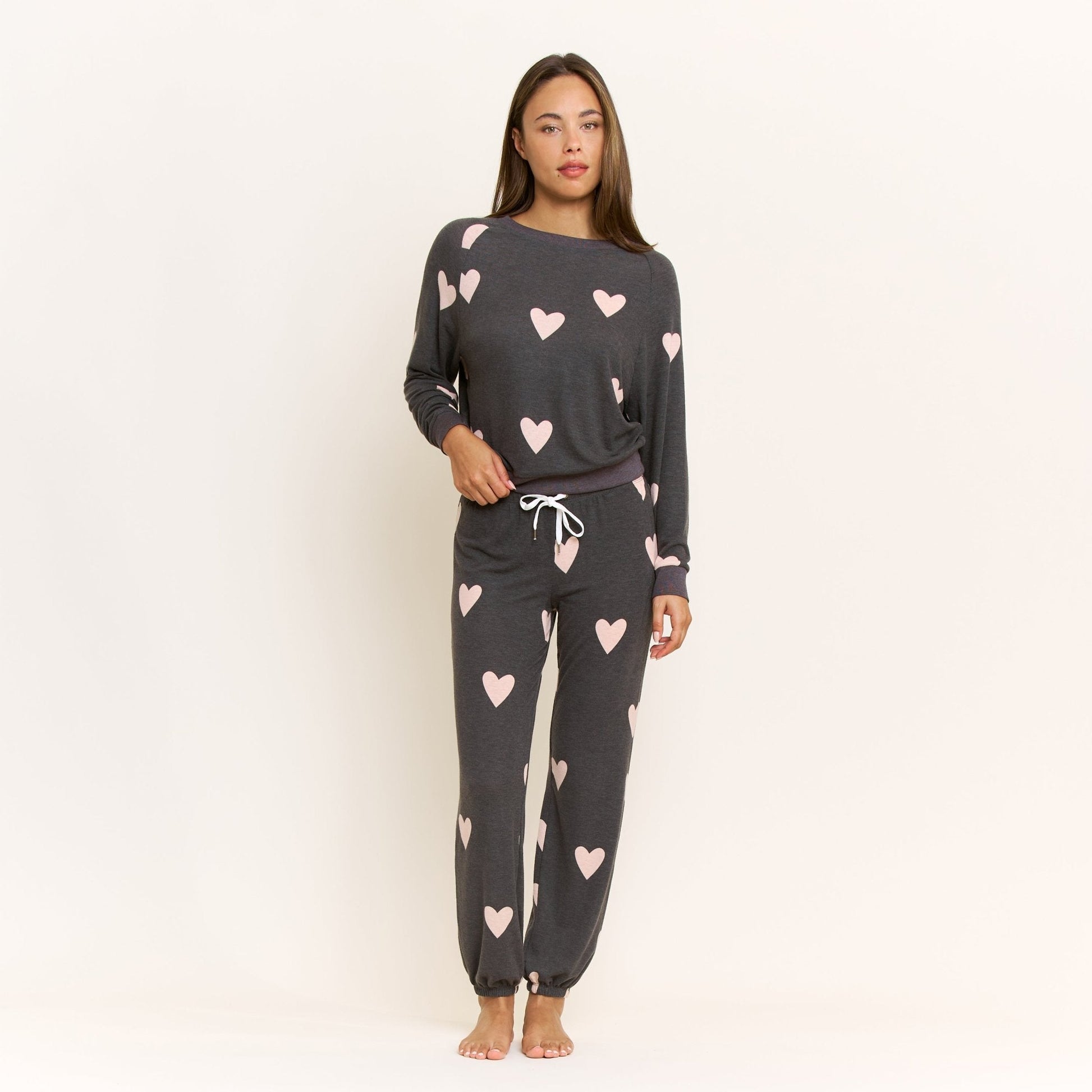 Honeydew Star Seeker Long Set in Black Hearts