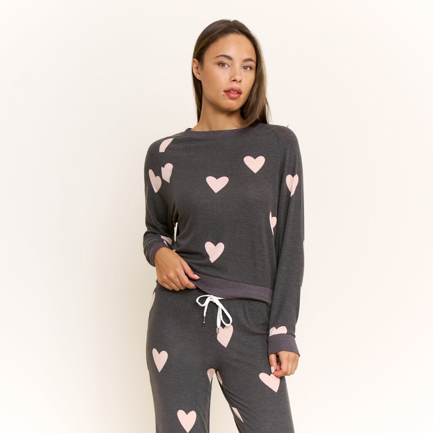 Honeydew Star Seeker Long Set in Black Hearts