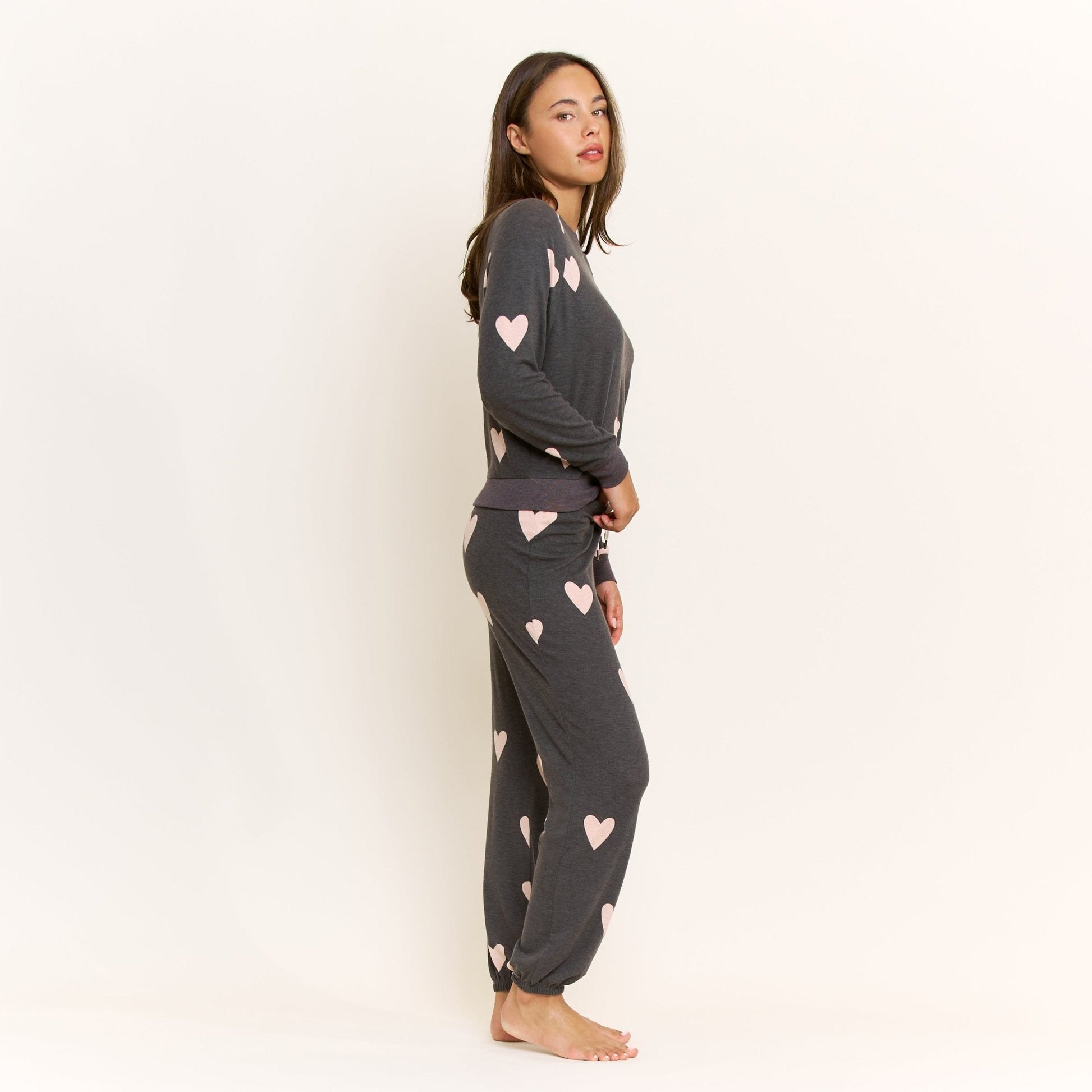 Honeydew Star Seeker Long Set in Black Hearts