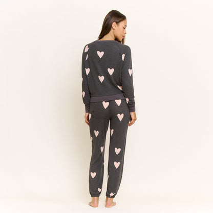 Honeydew Star Seeker Long Set in Black Hearts