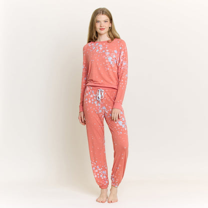 Honeydew Star Seeker Long Set in Coral Blush Stars