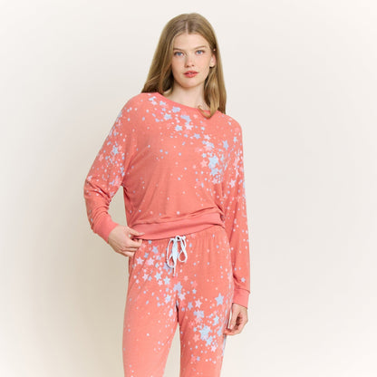 Honeydew Star Seeker Long Set in Coral Blush Stars