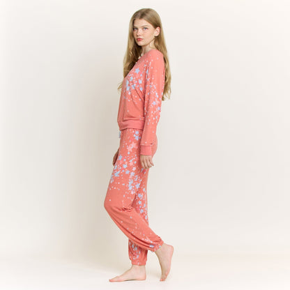 Honeydew Star Seeker Long Set in Coral Blush Stars
