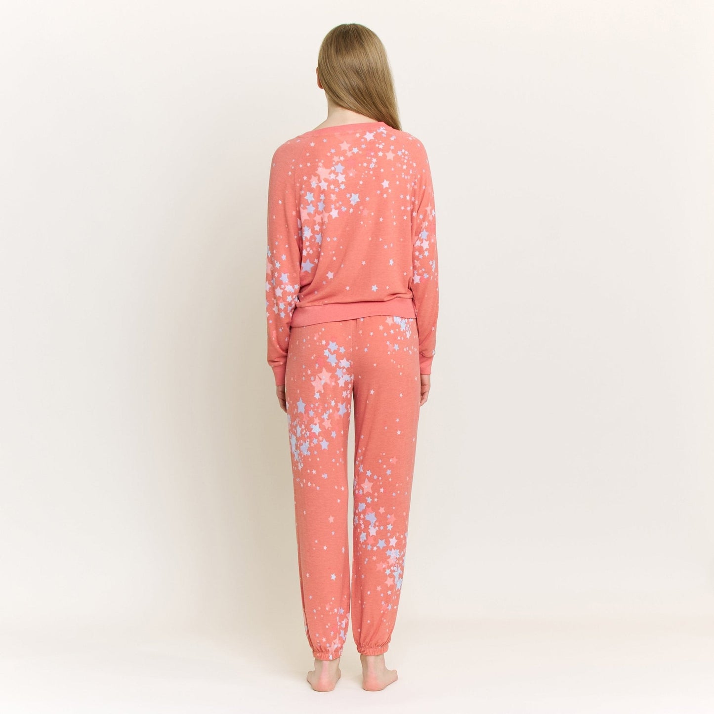 Honeydew Star Seeker Long Set in Coral Blush Stars