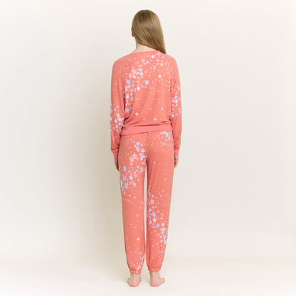 Honeydew Star Seeker Long Set in Coral Blush Stars