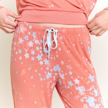 Honeydew Star Seeker Long Set in Coral Blush Stars
