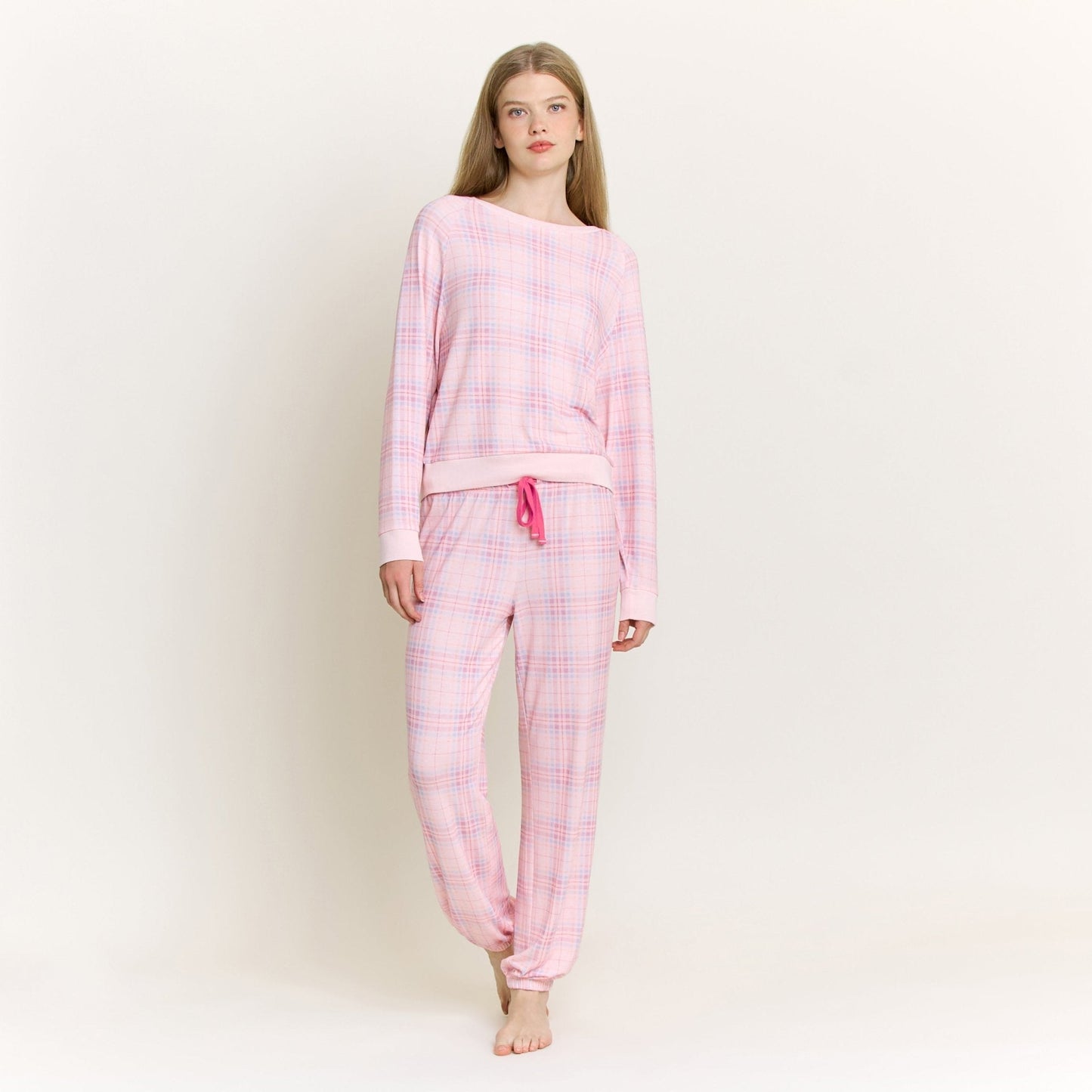 Honeydew Star Seeker Long Set in Budding Plaid