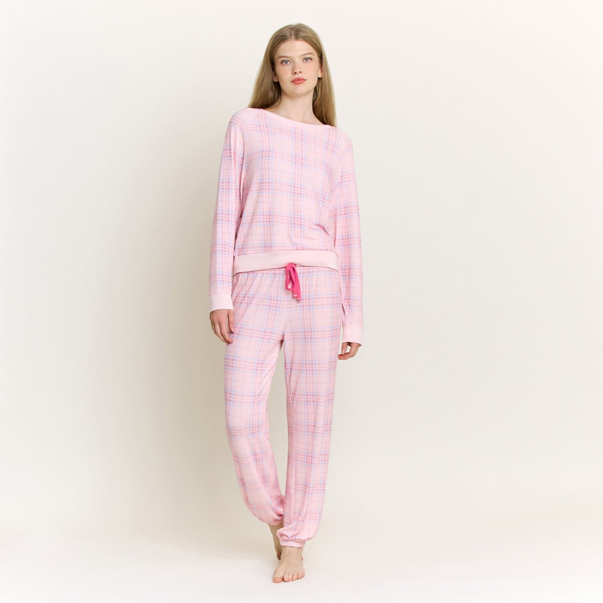 Honeydew Star Seeker Long Set in Budding Plaid