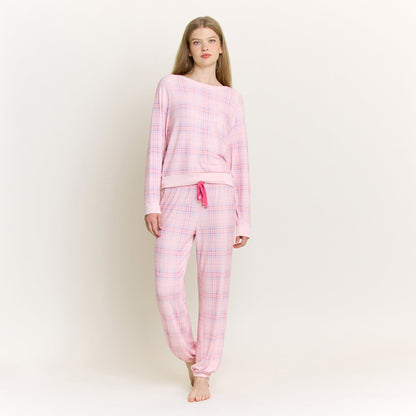 Honeydew Star Seeker Long Set in Budding Plaid