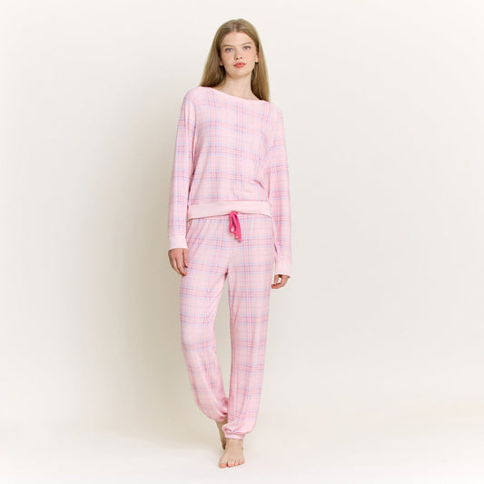 Honeydew Star Seeker Long Set in Budding Plaid
