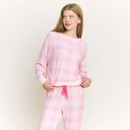 Honeydew Star Seeker Long Set in Budding Plaid