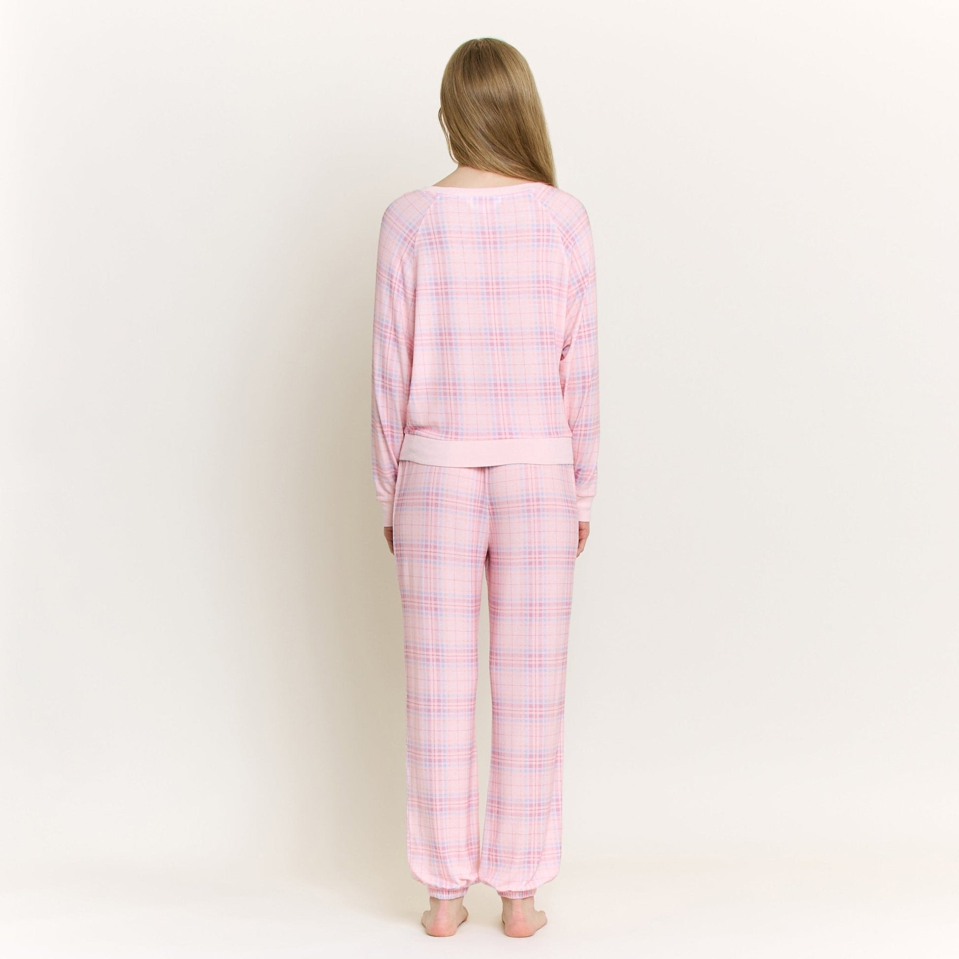 Honeydew Star Seeker Long Set in Budding Plaid