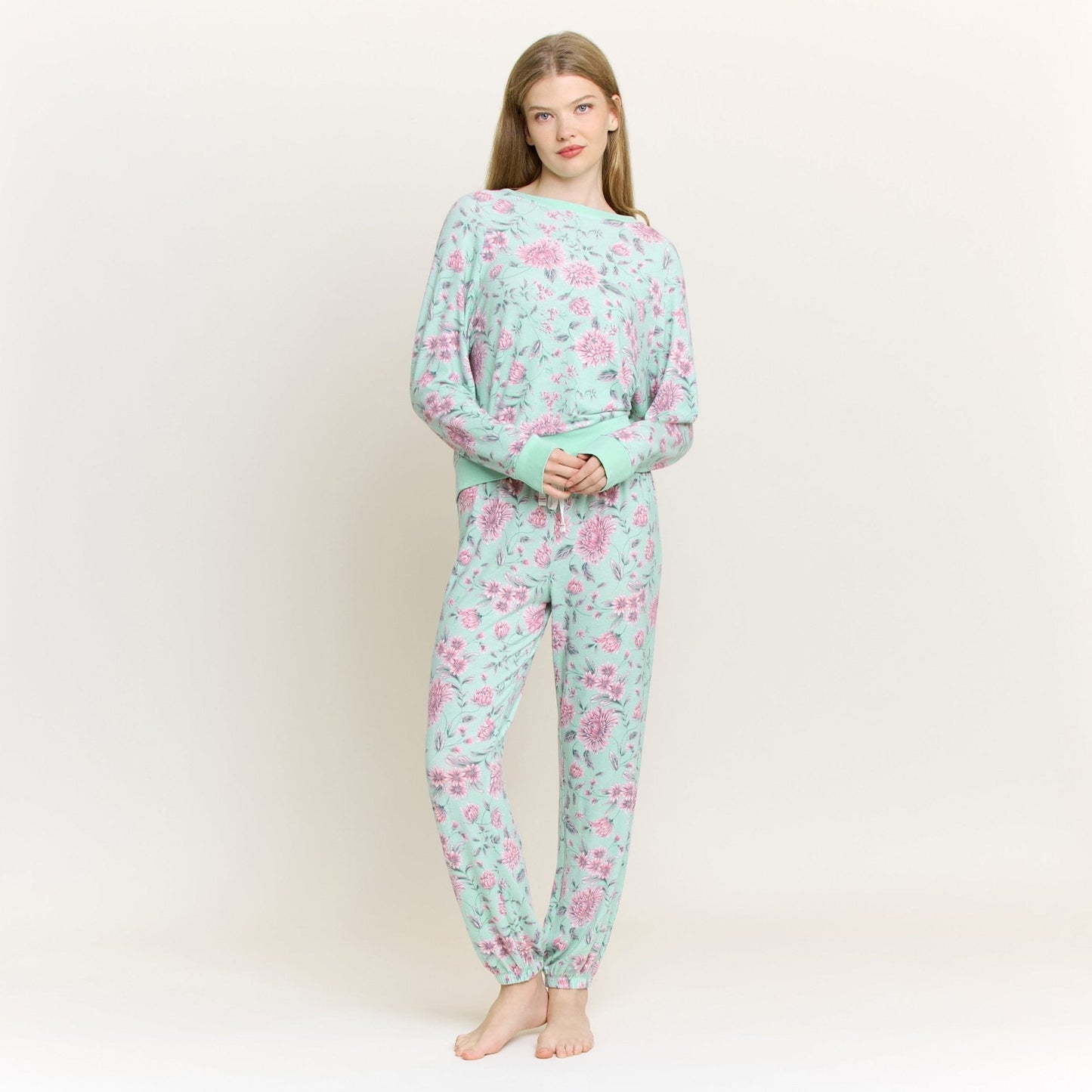 Honeydew Star Seeker Long Set in Soft Mint Floral