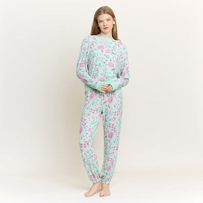 Honeydew Star Seeker Long Set in Soft Mint Floral