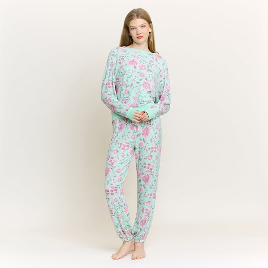 Honeydew Star Seeker Long Set in Soft Mint Floral