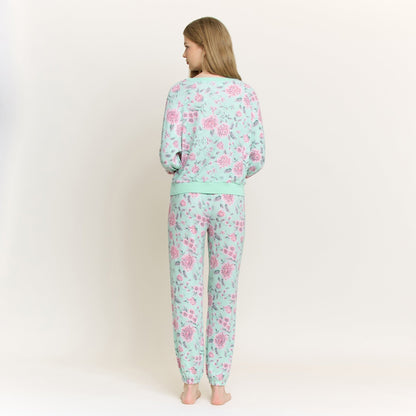 Honeydew Star Seeker Long Set in Soft Mint Floral