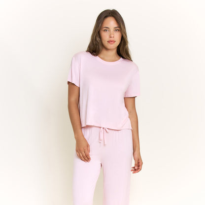 Honeydew All American Short Sleeve Pant Set in Soft Pink