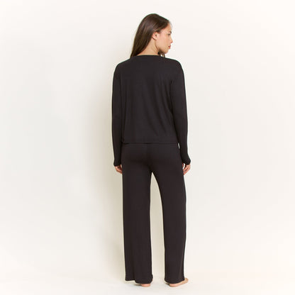 Honeydew All American Long Sleeve Pant Set in Black