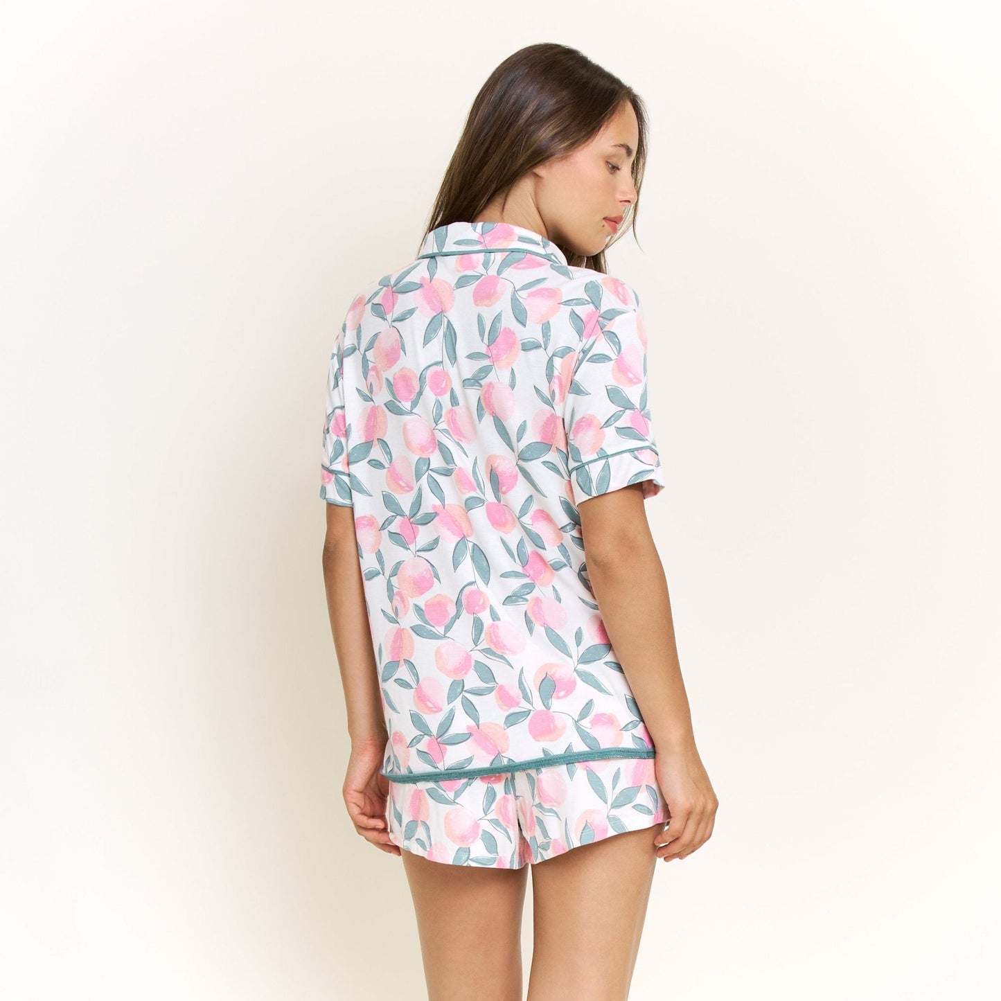 Honeydew All American Shortie PJ Set in Ivory Peach Blooms