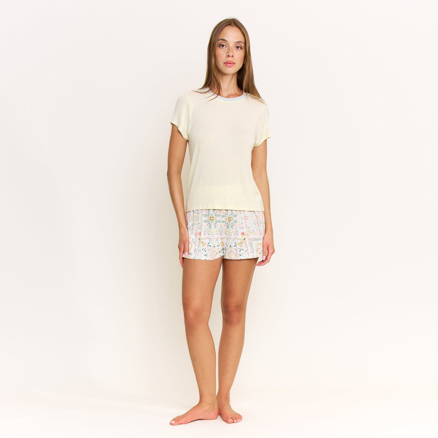 Honeydew All American Boxer Shortie Set in Rosaria Tile