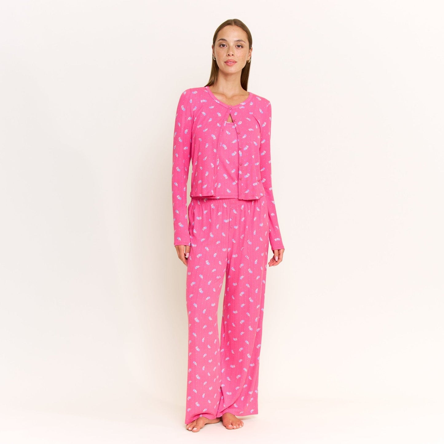 Honeydew Blissful Cardigan in Fuchsia Wild Rose