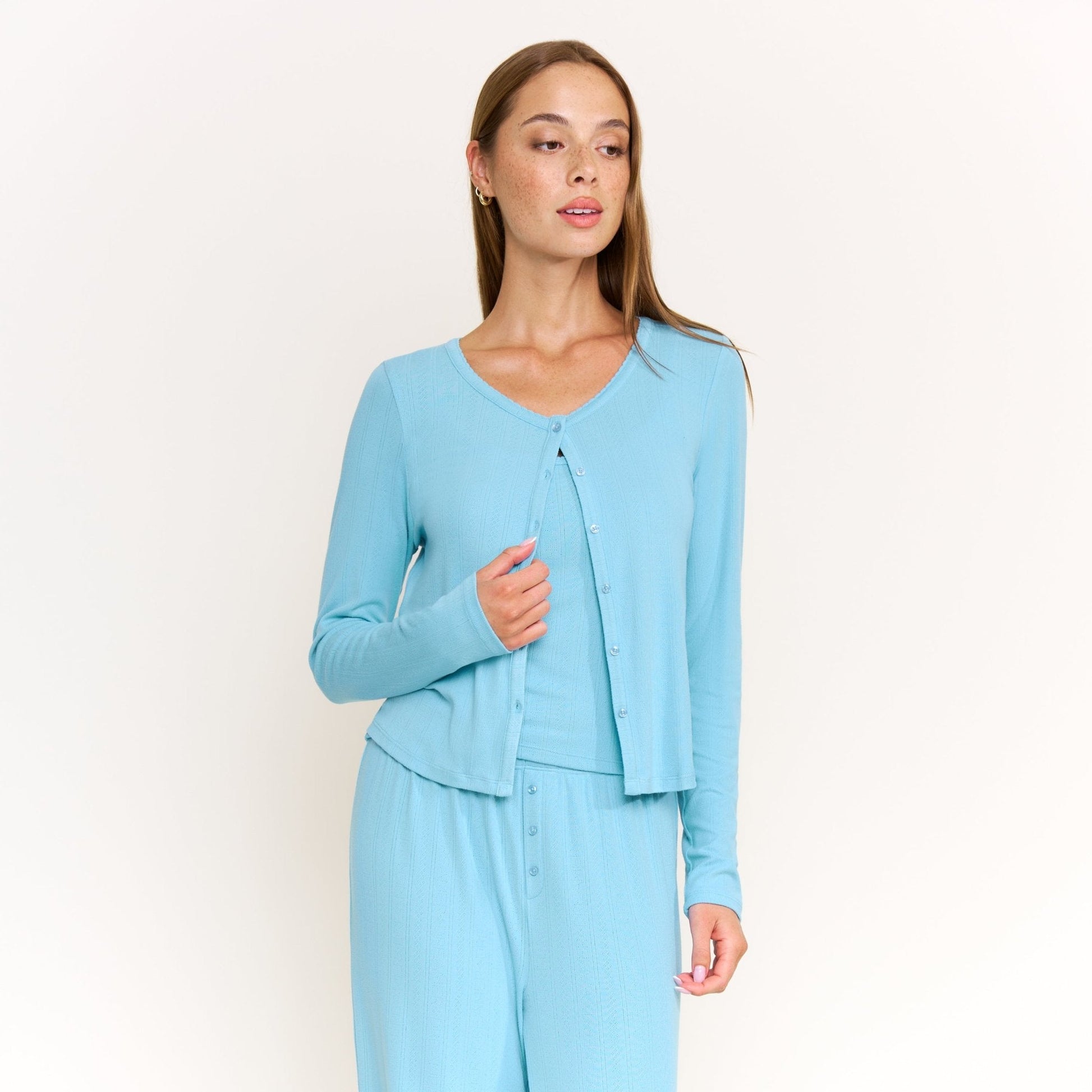 Honeydew Blissful Cardigan in Ocean
