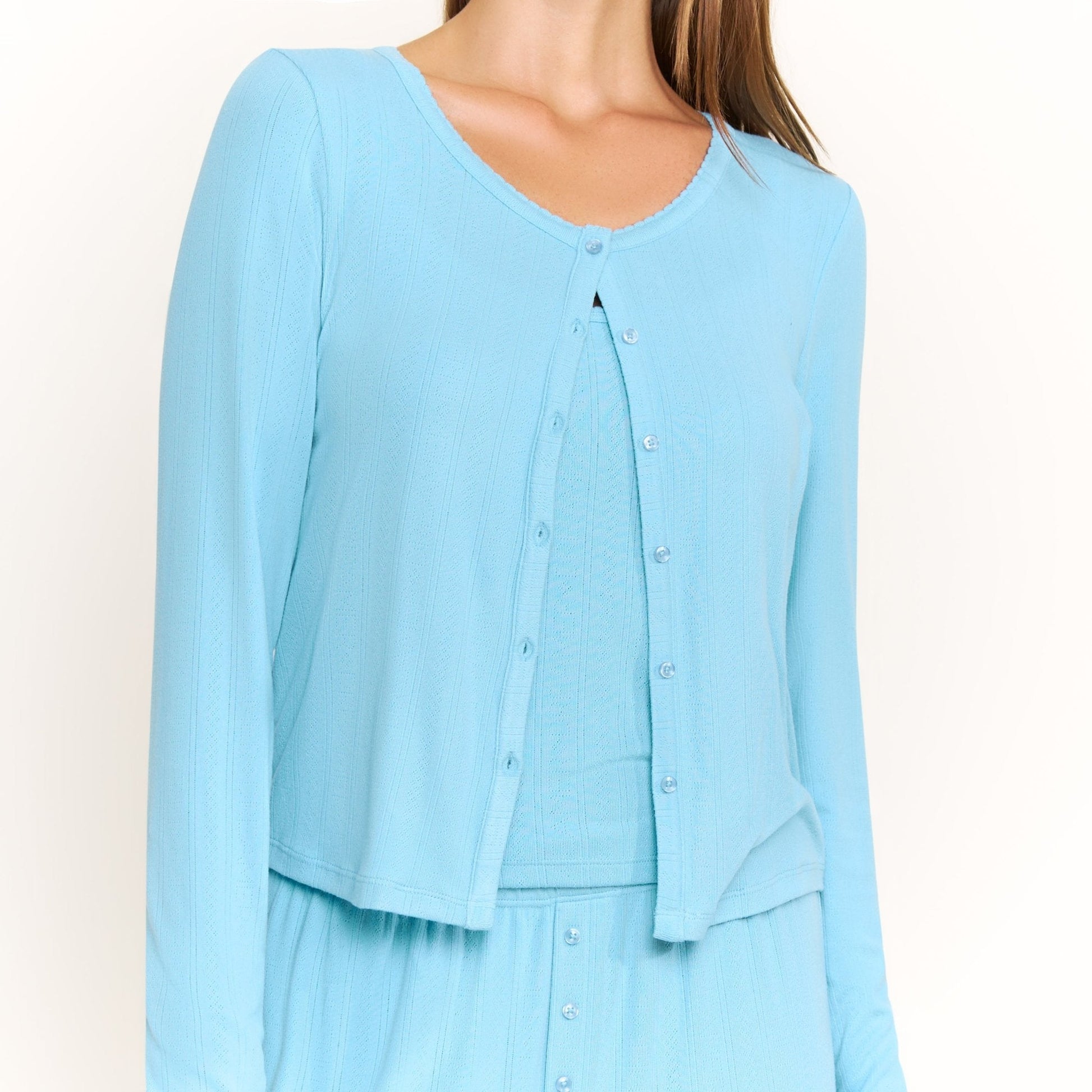 Honeydew Blissful Cardigan in Ocean