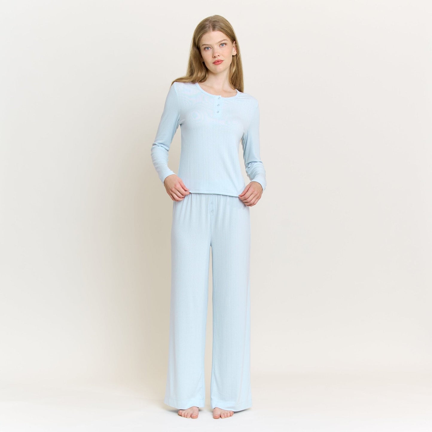 Honeydew Blissful Long Henley Set in Dreamy