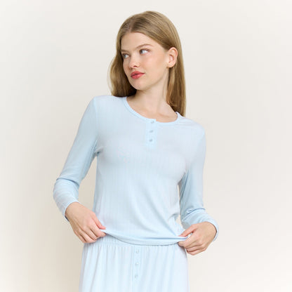 Honeydew Blissful Long Henley Set in Dreamy