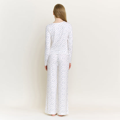 Honeydew Blissful Long Henley Set in Ivory Ditsy