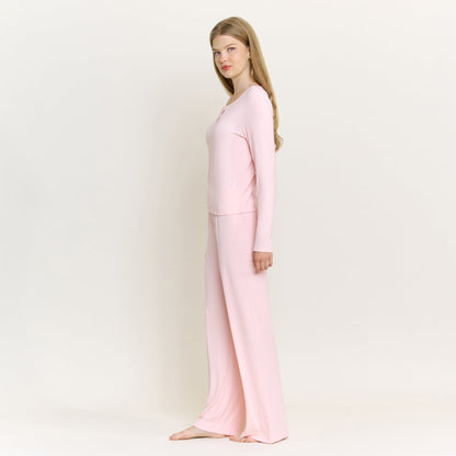 Honeydew Blissful Long Henley Set in Flora