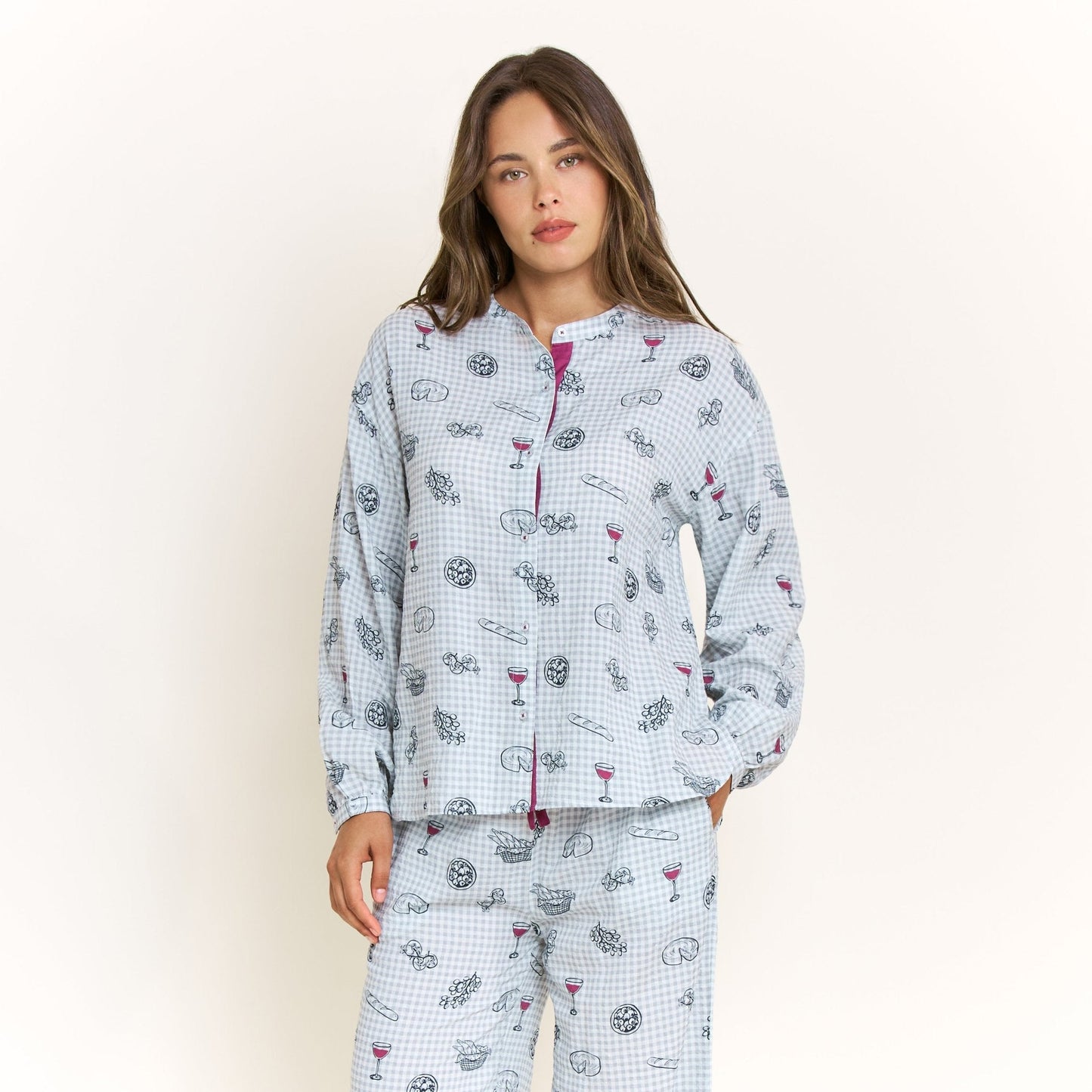 Honeydew Good Life Long Sleeve Pant Set in Cool Blue Picnic
