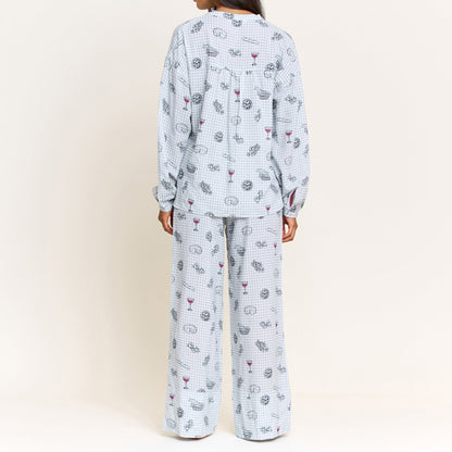 Honeydew Good Life Long Sleeve Pant Set in Cool Blue Picnic