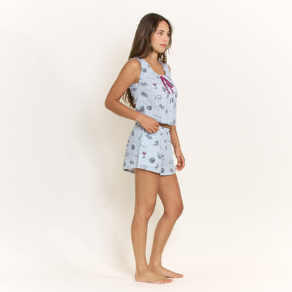 Honeydew Good Life Tank Shortie Set in Cool Blue Picnic