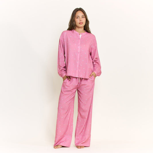 Honeydew Good Life Long Sleeve Pant Set in Rosy Meadow Ditsy