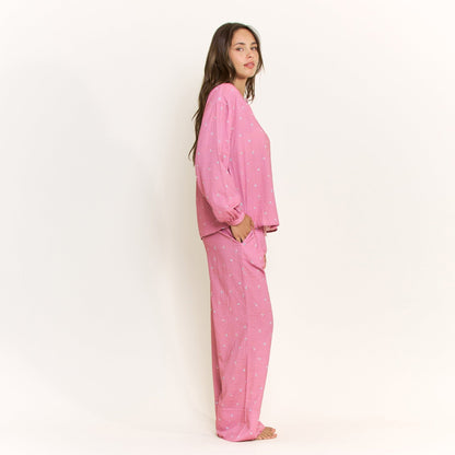 Honeydew Good Life Long Sleeve Pant Set in Rosy Meadow Ditsy