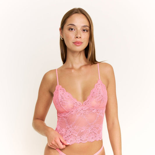 Honeydew Riot Lace Cami in Coral Blush