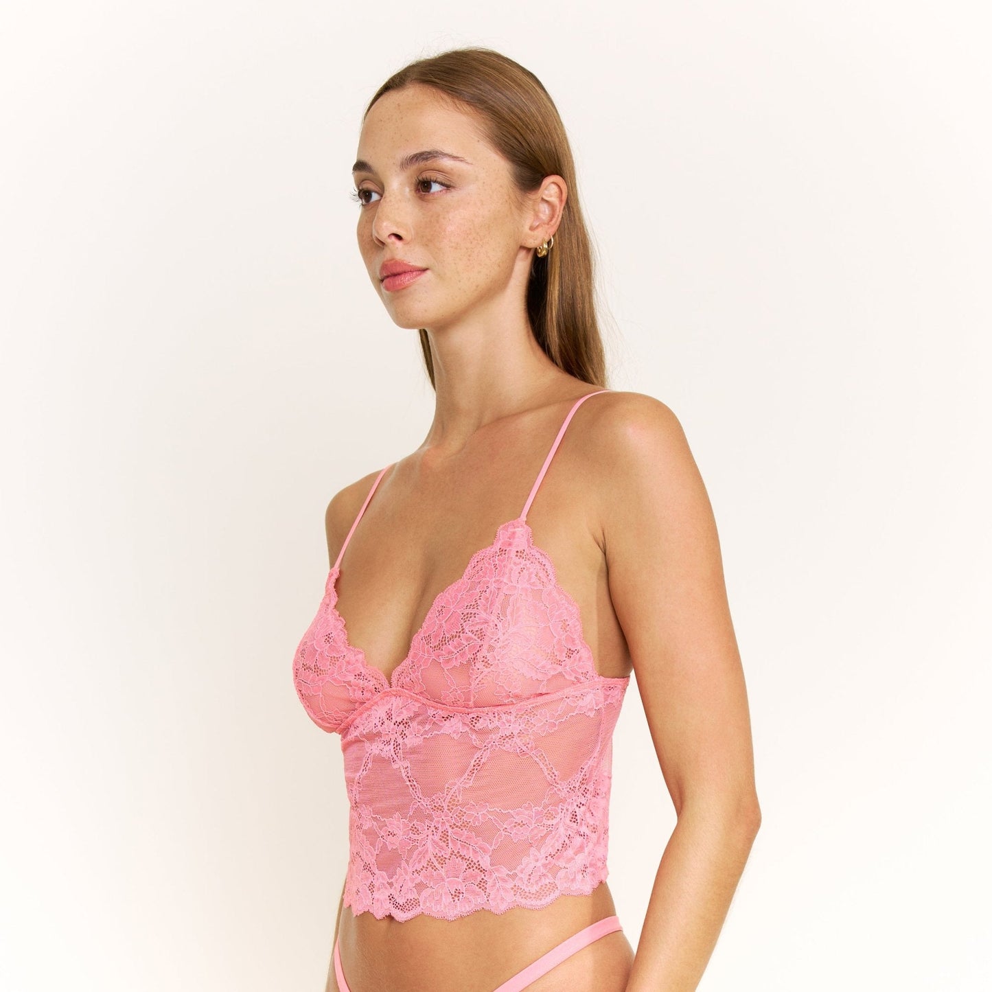 Honeydew Riot Lace Cami in Coral Blush