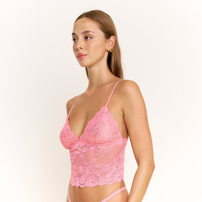 Honeydew Riot Lace Cami in Coral Blush